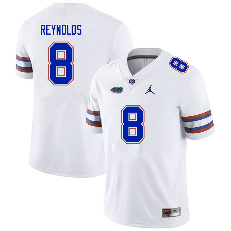 Men #8 Daejon Reynolds Florida Gators College Football Jerseys Sale-White - Click Image to Close